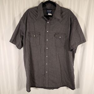 Wrangler Pearl Snap Shirt Men's 2XLT Black Plaid Short Sleeve Lightweight
